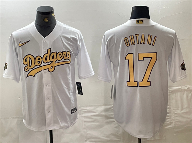 Men's Los Angeles Dodgers #17 Shohei Ohtani 2022 All-Star White Cool Base Stitched Baseball Jersey Men's Los Angeles Dodgers #17 Shohei Ohtani 2022 All-Star White Cool Base Stitched Baseball Jersey